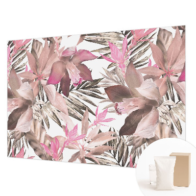 Papel mural texturado decorativo con estampado de flores exóticas