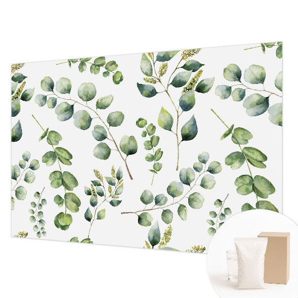 Papel mural con patrón decorativo con hojas verdes