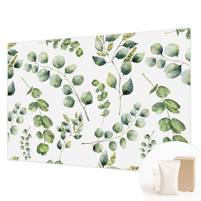 Papel mural con patrón decorativo con hojas verdes
