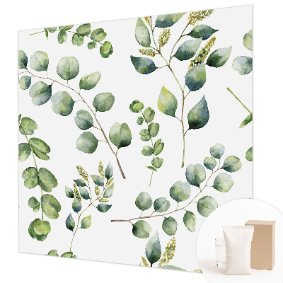 Papel mural con patrón decorativo con hojas verdes