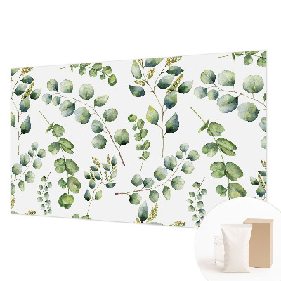 Papel mural con patrón decorativo con hojas verdes