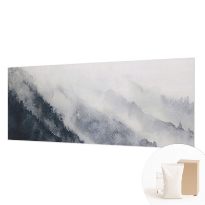 Fotomural decorativo para cabecero de cama con diseño de niebla de montaña