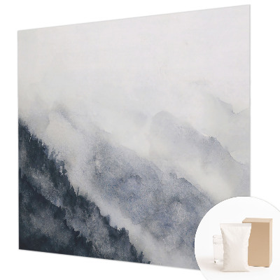 Fotomural decorativo para cabecero de cama con diseño de niebla de montaña