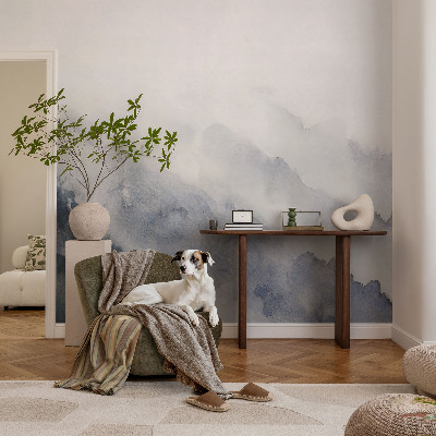 Fotomural decorativo para cabecero de cama con diseño de niebla de montaña