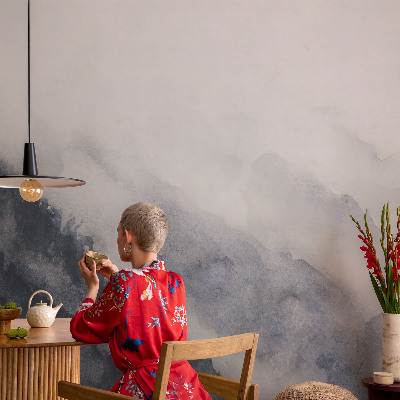 Fotomural decorativo para cabecero de cama con diseño de niebla de montaña