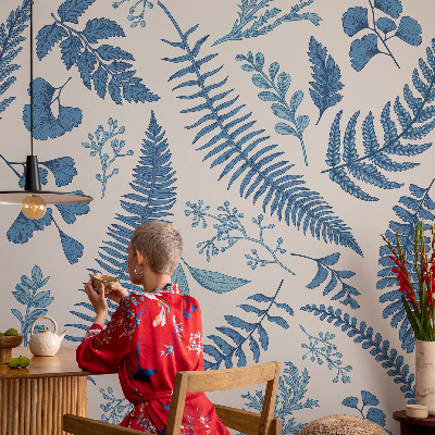 Papel mural texturado decorativo con patrones botánicos