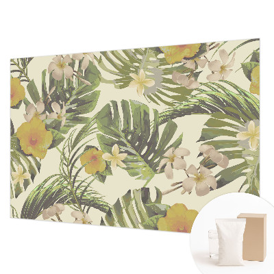 Fotomural decorativo para cabecero de cama con motivo de flora exótica