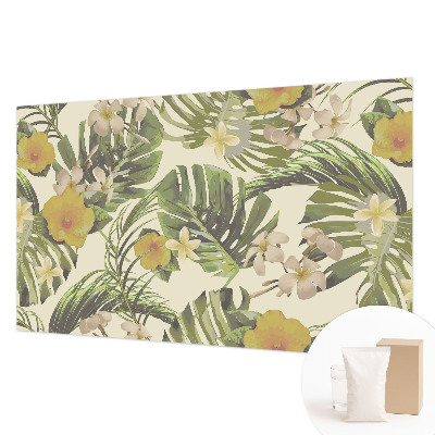 Fotomural decorativo para cabecero de cama con motivo de flora exótica