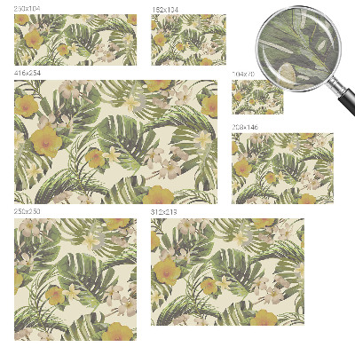 Fotomural decorativo para cabecero de cama con motivo de flora exótica