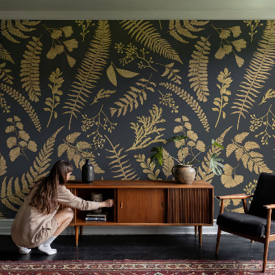 Mural de pared con estampado hermoso con diseño de hojas botánicas