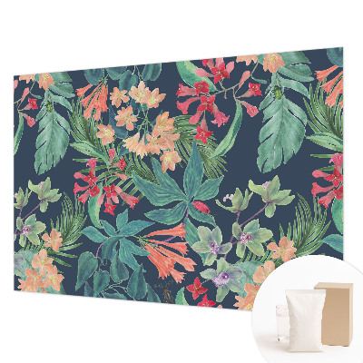 Papel mural con patrón decorativo con motivo de flores tropicales