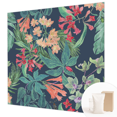 Papel mural con patrón decorativo con motivo de flores tropicales