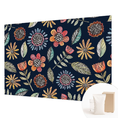 Fotomural decorativo para cabecero de cama con mosaico floral