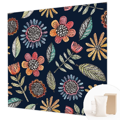 Fotomural decorativo para cabecero de cama con mosaico floral