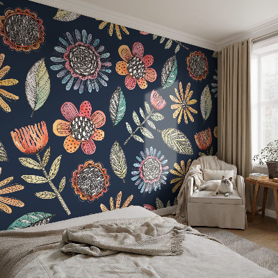 Fotomural decorativo para cabecero de cama con mosaico floral