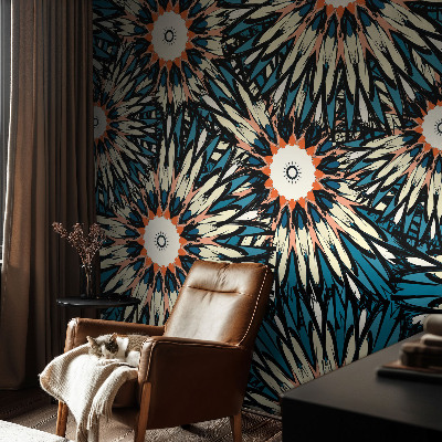 Mural de pared con estampado hermoso con un motivo de energía floral