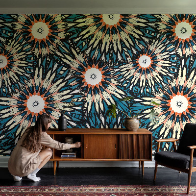 Mural de pared con estampado hermoso con un motivo de energía floral
