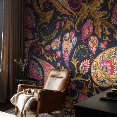 Mural decorativo con diseño paisley colorido