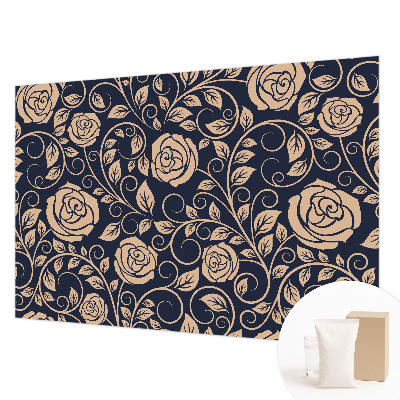Papel mural con patrón decorativo con diseño de flores románticas