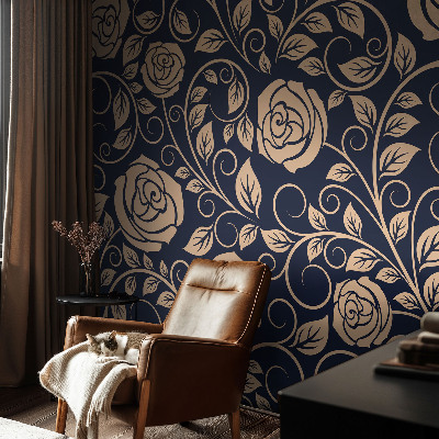 Papel mural con patrón decorativo con diseño de flores románticas