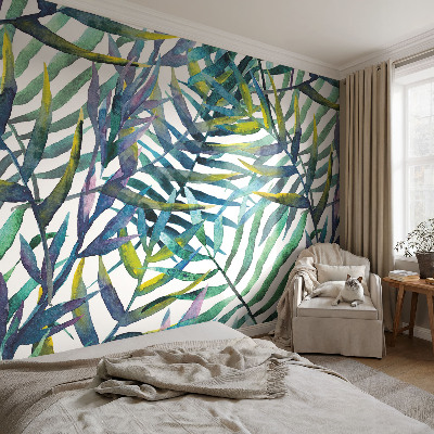 Fotomural decorativo para cabecero de cama con motivo de vegetación exótica