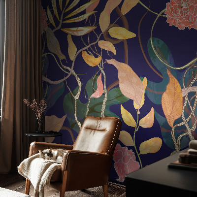Mural de pared con estampado hermoso con motivo vegetal que aporta elegancia