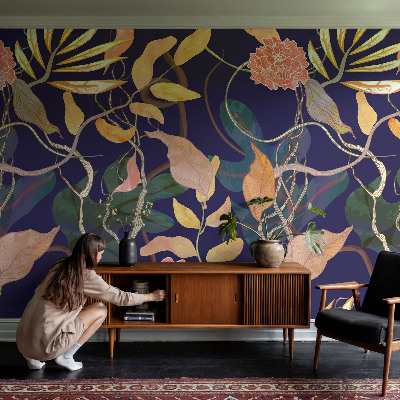 Mural de pared con estampado hermoso con motivo vegetal que aporta elegancia