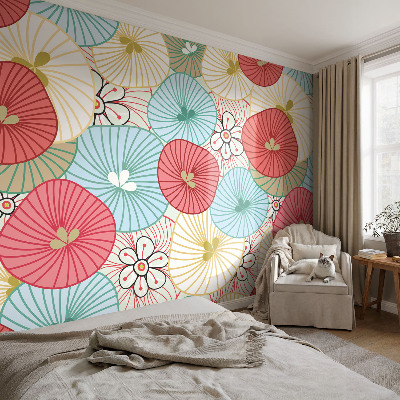 Papel mural texturado decorativo con estampado floral