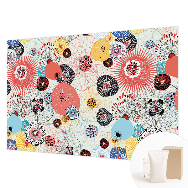 Fotomural decorativo para cabecero de cama con diseño de flores coloridas
