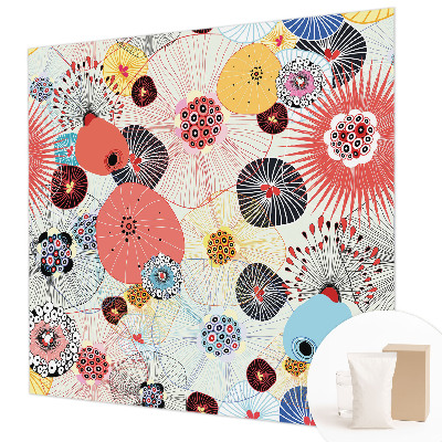 Fotomural decorativo para cabecero de cama con diseño de flores coloridas