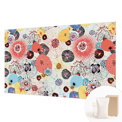 Fotomural decorativo para cabecero de cama con diseño de flores coloridas