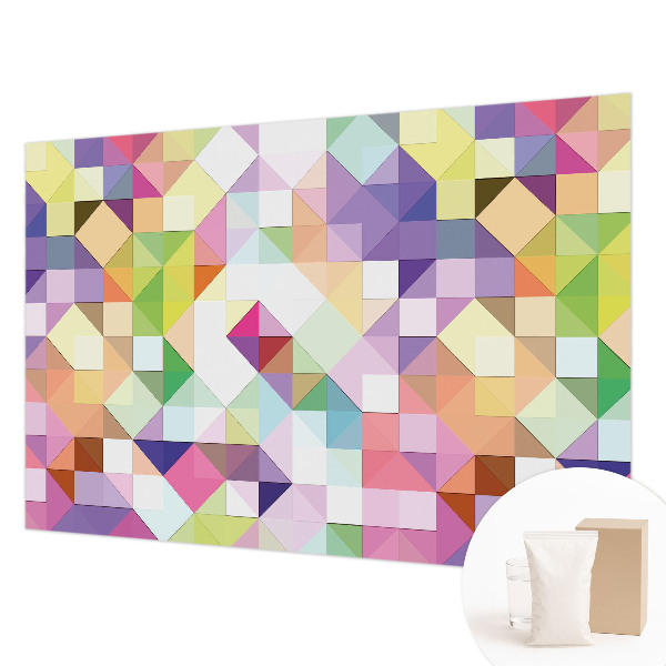 Mural decorativo con formas coloridas
