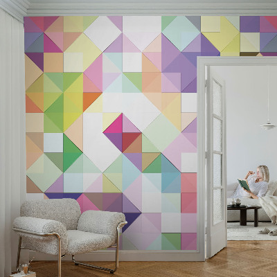Mural decorativo con formas coloridas