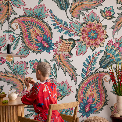 Mural de pared con estampado hermoso con un patrón de inspiración oriental