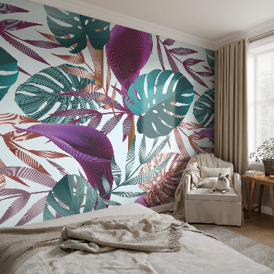 Papel mural con patrón decorativo con composición de motivo tropical