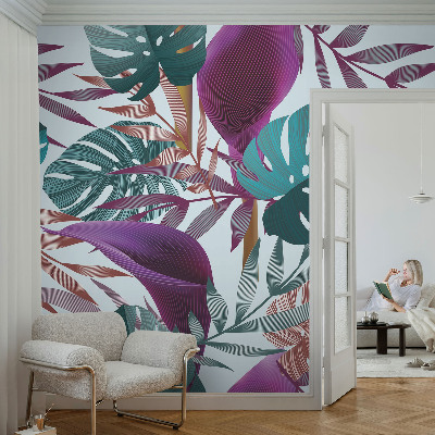 Papel mural con patrón decorativo con composición de motivo tropical