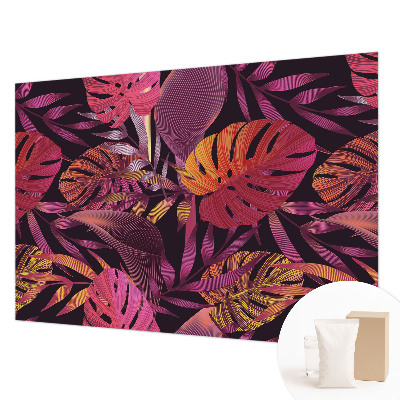 Papel mural texturado decorativo con motivo de hojas exóticas