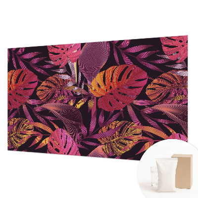 Papel mural texturado decorativo con motivo de hojas exóticas