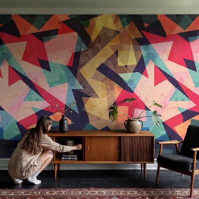 Papel mural con patrón decorativo en tonos vivos con diseño colorido