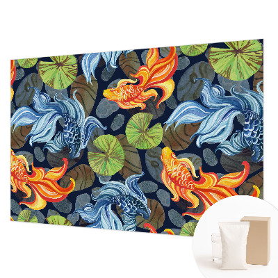 Papel mural texturado decorativo con un diseño de patrones de peces