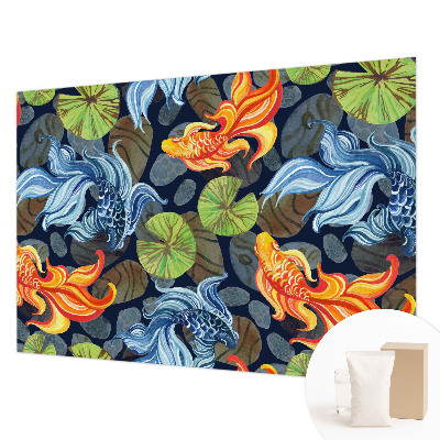 Papel mural texturado decorativo con un diseño de patrones de peces