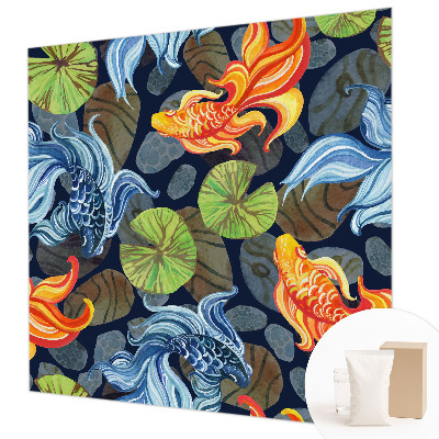 Papel mural texturado decorativo con un diseño de patrones de peces