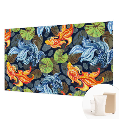 Papel mural texturado decorativo con un diseño de patrones de peces