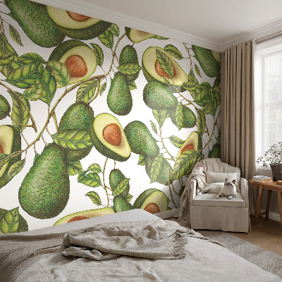 Papel mural con patrón decorativo con un diseño de aguacate