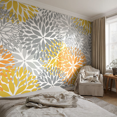 Mural de pared con estampado hermoso con motivo de energía floral