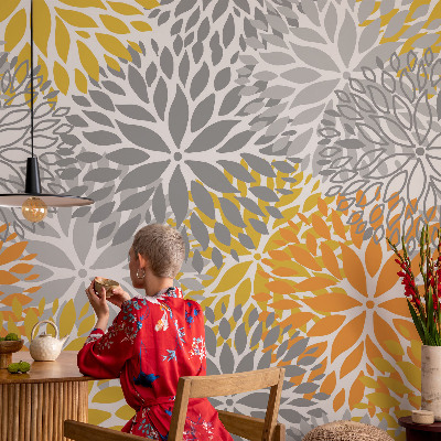 Mural de pared con estampado hermoso con motivo de energía floral