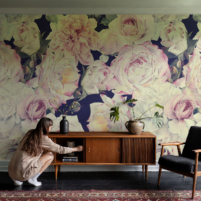 Mural decorativo con un ramo de flores