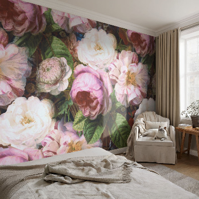 Papel mural texturado decorativo con motivo floral que aporta elegancia