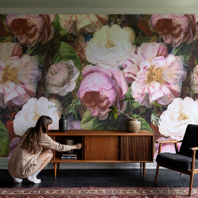 Papel mural texturado decorativo con motivo floral que aporta elegancia