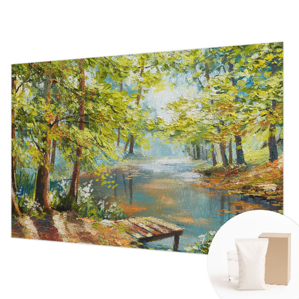 Papel mural con patrón decorativo con estampado 'Lago idílico' para decoración de paredes